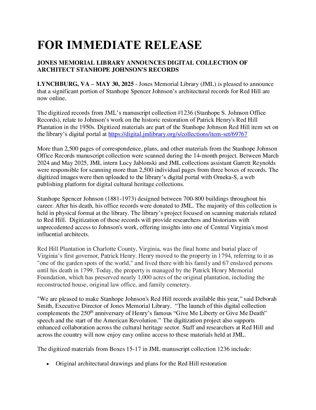 PRESS RELEASE 05/30/2025